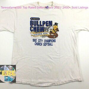 Vtg Planters Mr Peanut Bullpen Chew T Logo Made U sweatshirt shirt